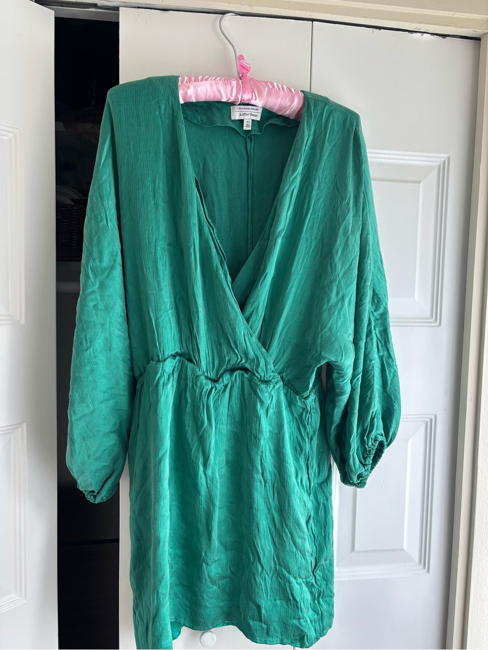& Other Stories Emerald Green Wrap-Style Mini Dress
